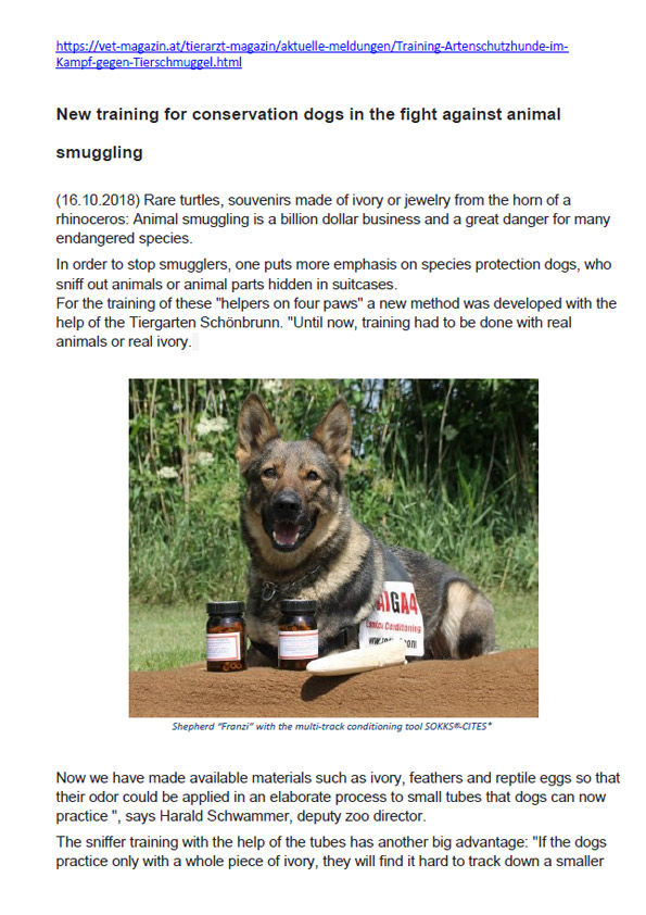 Products Special Odour SOKKS®-MPTS - for Detection Dog Training to support K9, canine police, military and working dogs.
